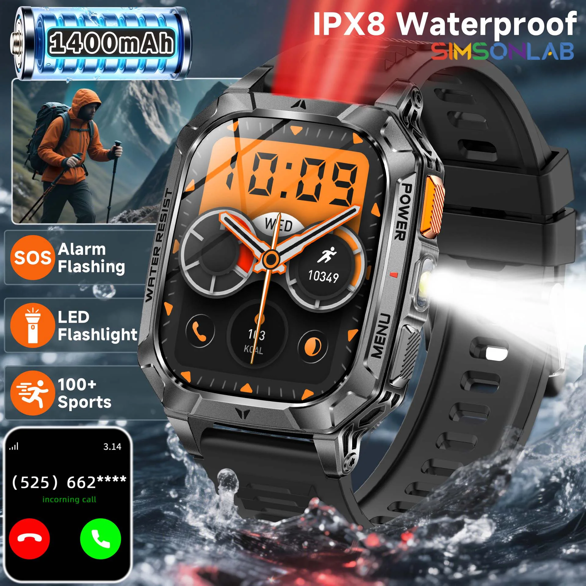 New Smartwatch 1400mAh Battery 2.01 Inch HD Screen IPX8 Deep