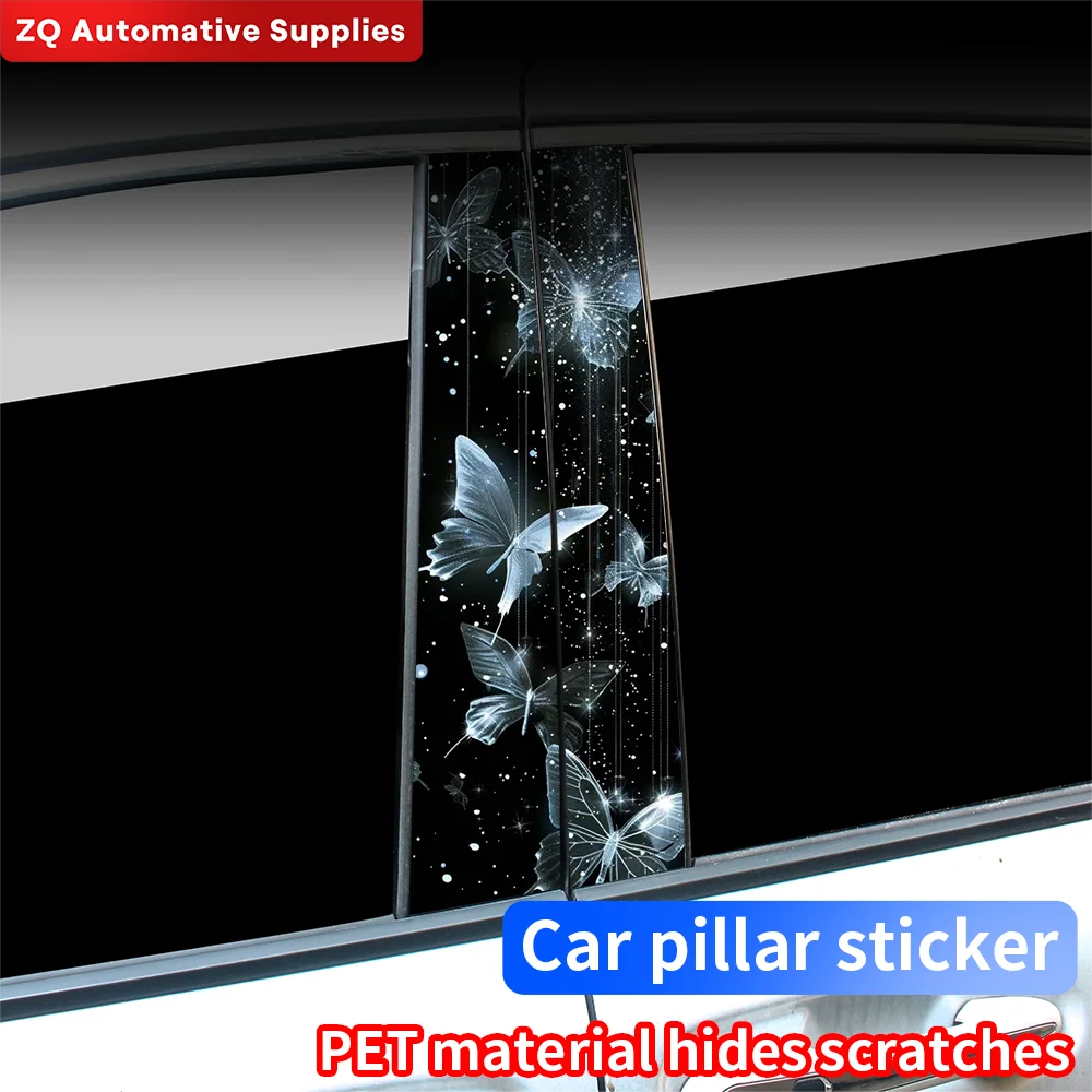 

Beauty Butterflies Car Stickers Auto B Pillar Waterproof Animals Decor Cover Scratches Car Doors Pillar Vinyl Decals Accessories