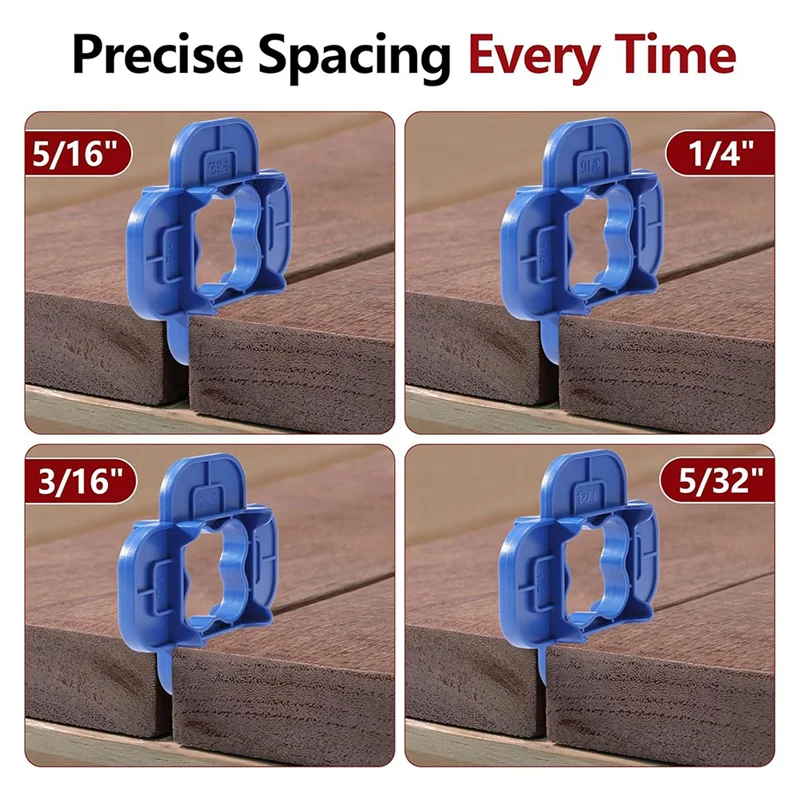 6 Packs 4-In-1 Multi-Size Deck Spacer Tool (5/32In,3/16In,1/4In,5/16In) For Composite,Pressure Treated Decking Board-AS97