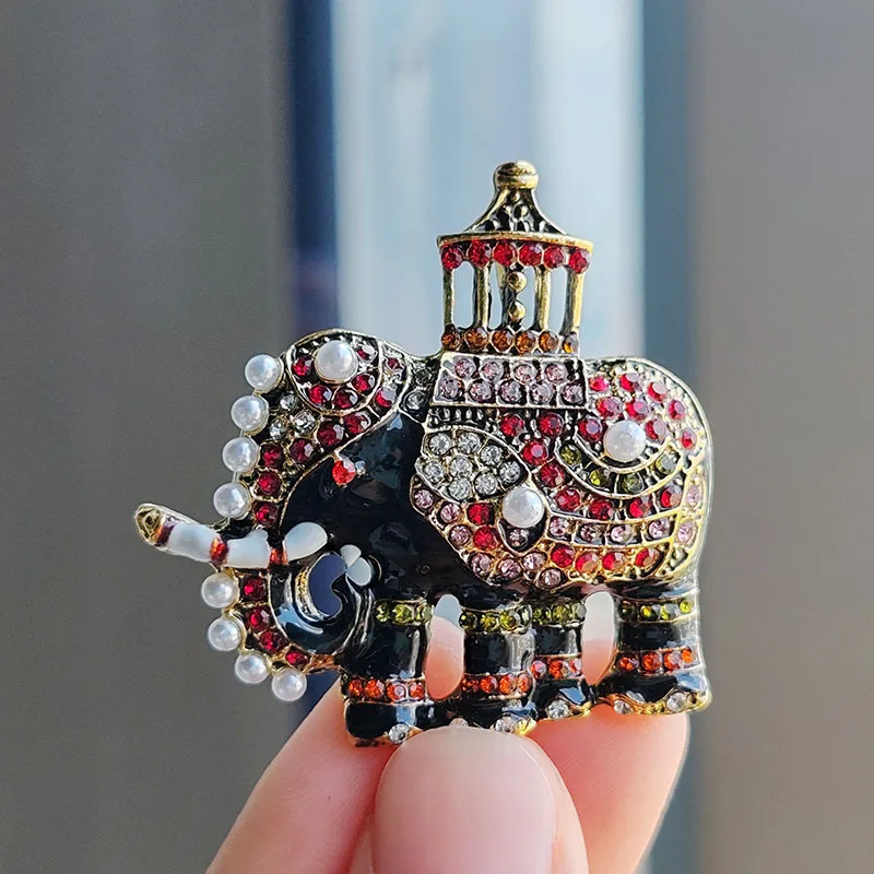 Broche de elefante de esmalte de imitación para hombre y mujer, pin de animal antipérdida, accesorios de traje, gran moda, nuevo