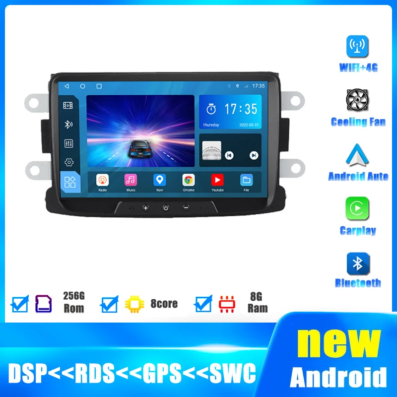 Android 15 for Dacia Sandero Duster Renault Captur Lada Xray 2 Logan Car Player Multimedia GPS Stereo Radio Carplay IPS DSP