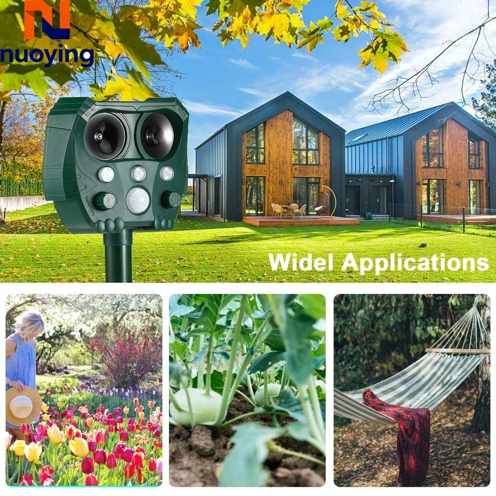 Solarbetriebener Ultraschall-Tiervertreiber für den Außenbereich, wasserdicht, zur Abwehr von Hunden, Katzen, Vögeln, für Hof und Garten