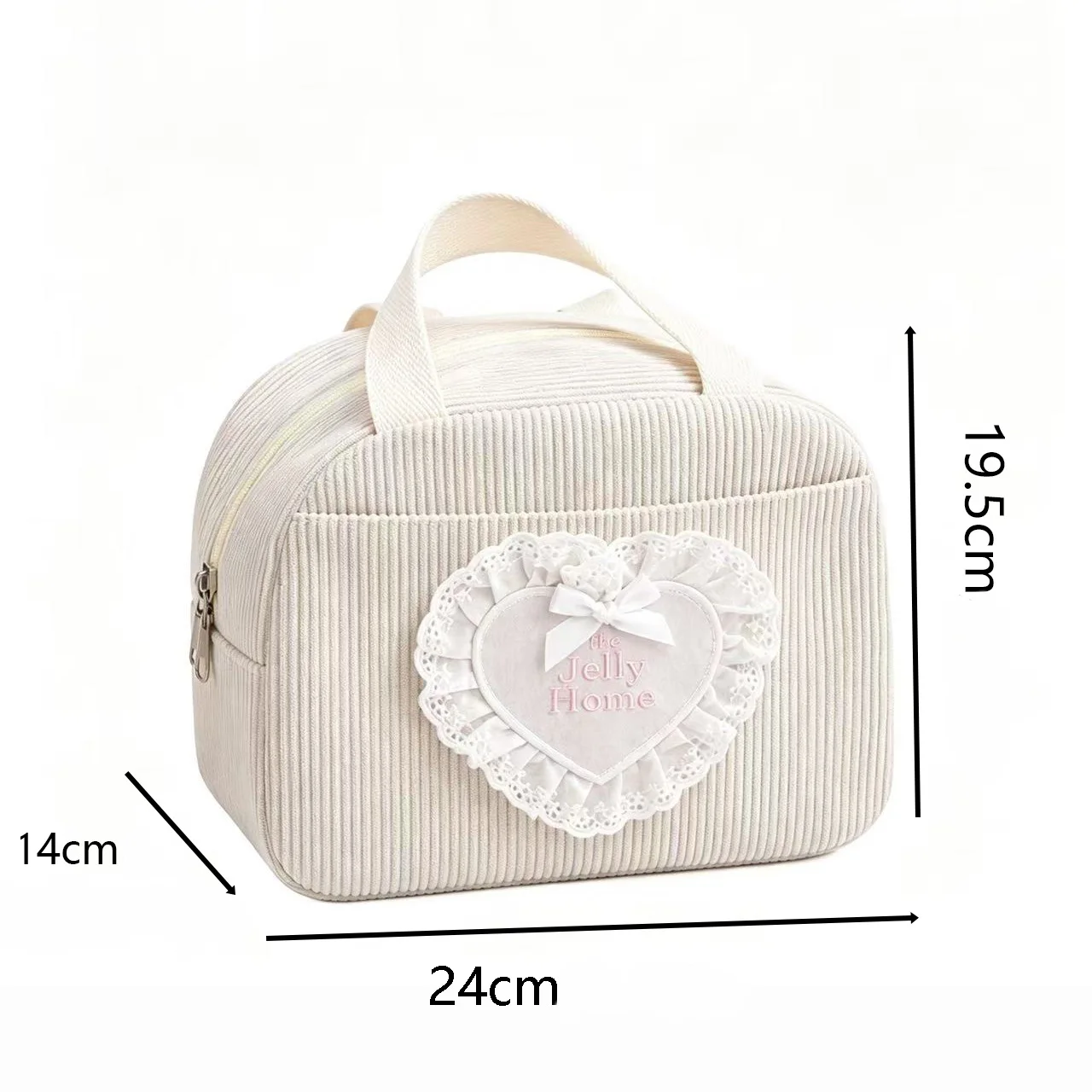 YT Commuting Große Kapazität Handtasche Spitze Herz Cord Lunchbox-Tasche Neue Studenten-Arbeits-Lunchbox Aufbewahrungstasche – Detail 1