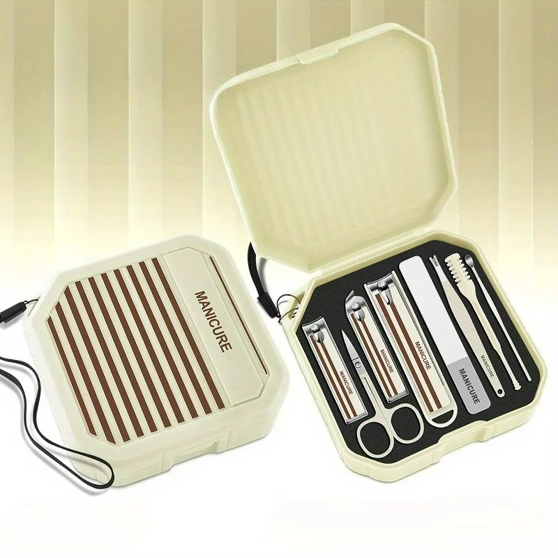 8pcs Nail clipper set storage box, nail clipper scissors, complete set of nail and manicure tools