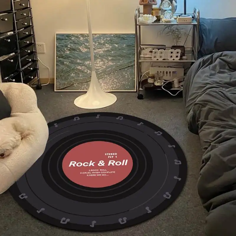 

Vinyl Record Desk Computer Chair Floor Mat Hanging Basket Round Carpet Living Room Coffee Table Mat