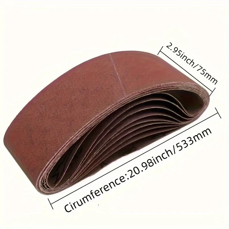 10PCS/Set 533*75mm Sanding Belts 60-240 Grits Wood Soft Metal Polishing Sandpaper Abrasive Bands For Belt Sander Abrasive Tool