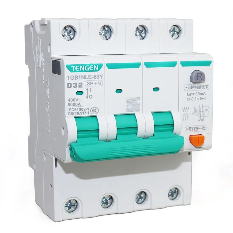 Tianzheng D-type narrow body leakage protector air switch TGB1NLE-63Y power type small leakage circuit breaker