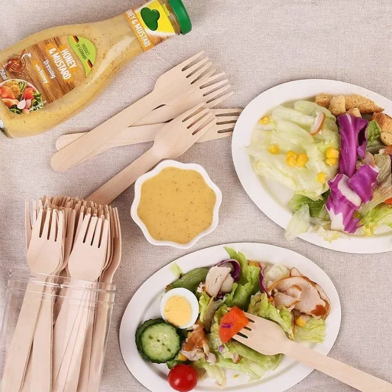 50/100 قطعة كعكة الفاكهة الخشبية الشوك النمط الغربي اللحوم ستيك المعكرونة أدوات المائدة القابل للتصرف حفل زفاف عيد ميلاد كعكة الملحقات #3