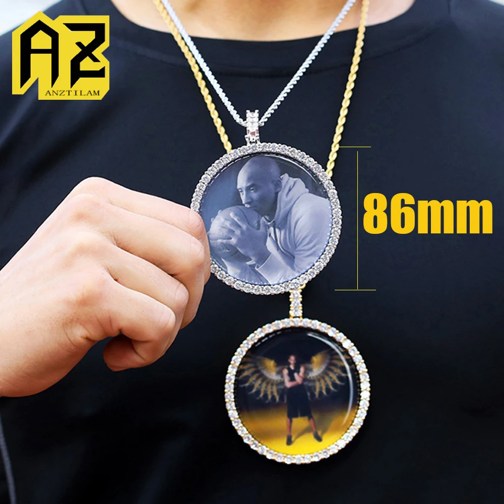 

AZ Big Round Custom Photos Pendants Necklace For Women Men Hip Hop Goth Customized Jewelry With Long Chain Free Shipping