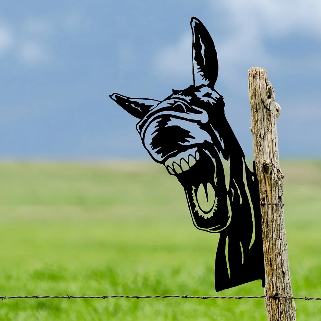 Add a Touch of Whimsy to Your Garden with this Adorable Iron Donkey Silhouette Wall Art Home Decoration for Garden Party Decor