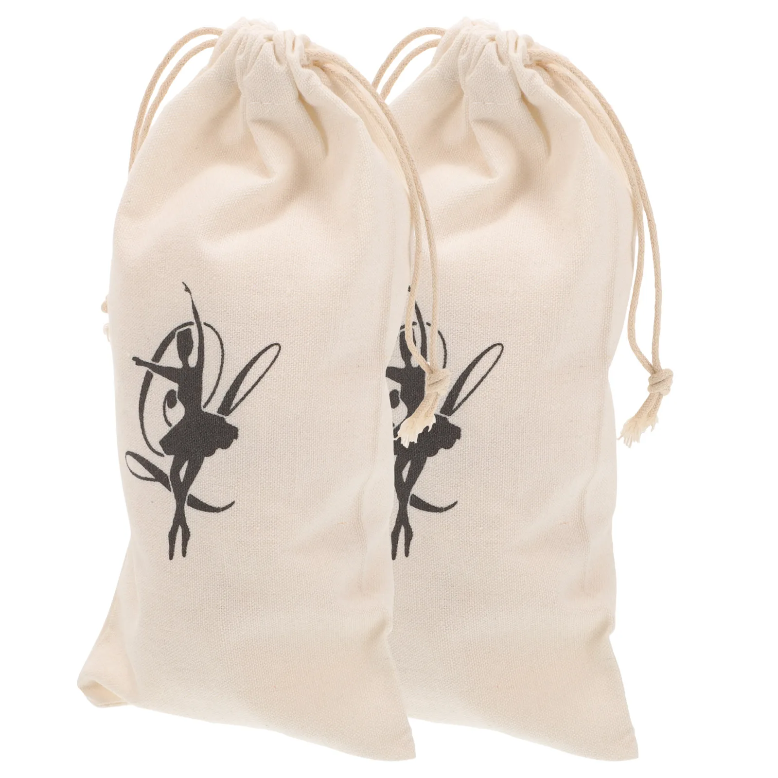 

2 Pcs Travel Shoe Bags Dance Storage Shoes Organizers Drawstring Anti-scratch Canvas Ballet
