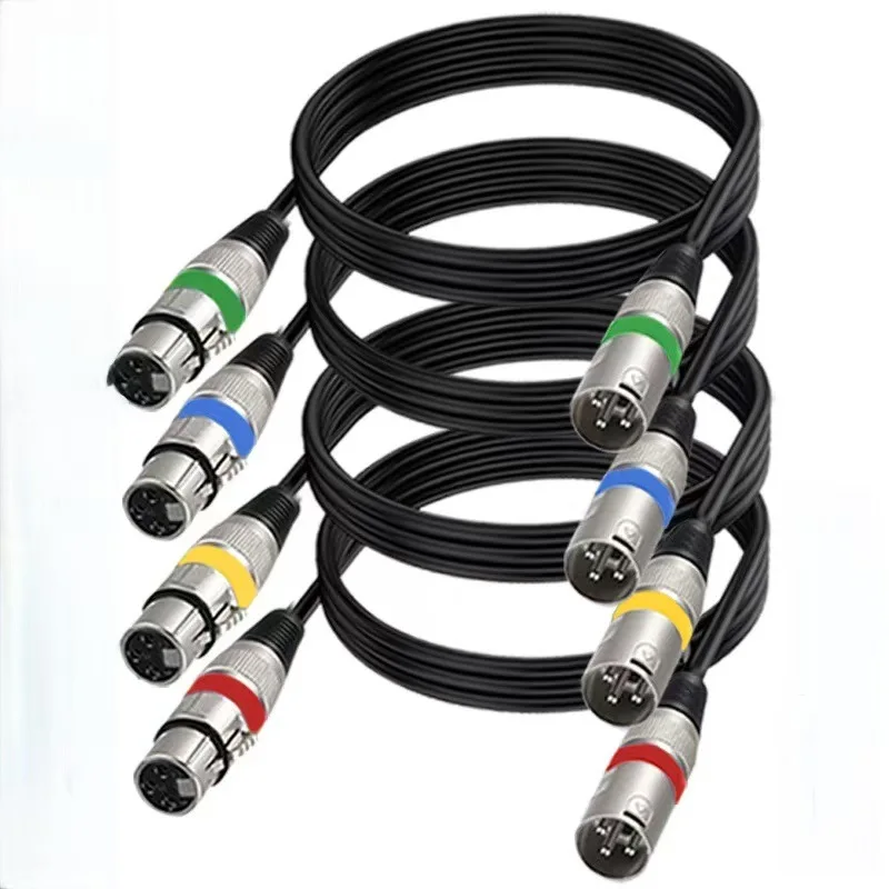 4PCS XLR Audio Cable Male to Female Color Coded Connector Microphone Cord for Mixer DMX Speaker Mic Audio Equipment Connection