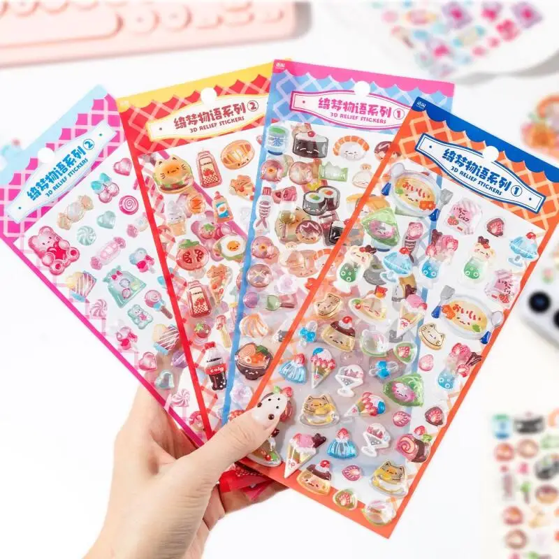 

Kawaii Cartoon Sushi Food 3D Three-Dimensional Relief Crystal Sticker Creative Phone Case Diy Material Decoration Student Reward
