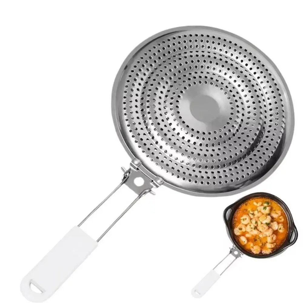 

Stainless Steel Heat Diffuser Foldable Round Flame Guard Simmer Plate Wood Handle Non Slip Bottom Thermal Conductivity Mat