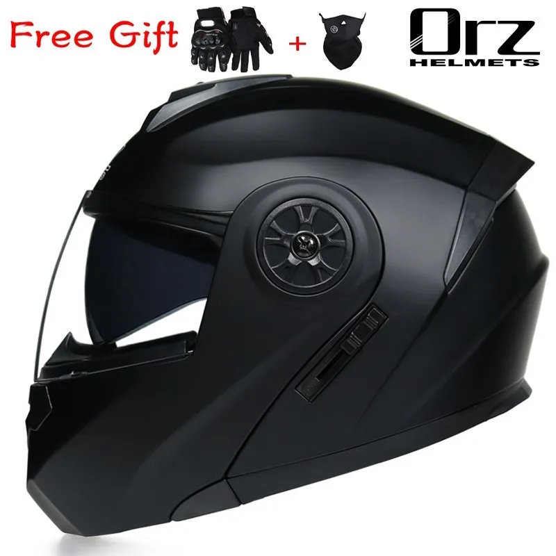 

ORZ New Motorcycle helmet full face racing with Double sun visor Women man flip up Double lens DOT