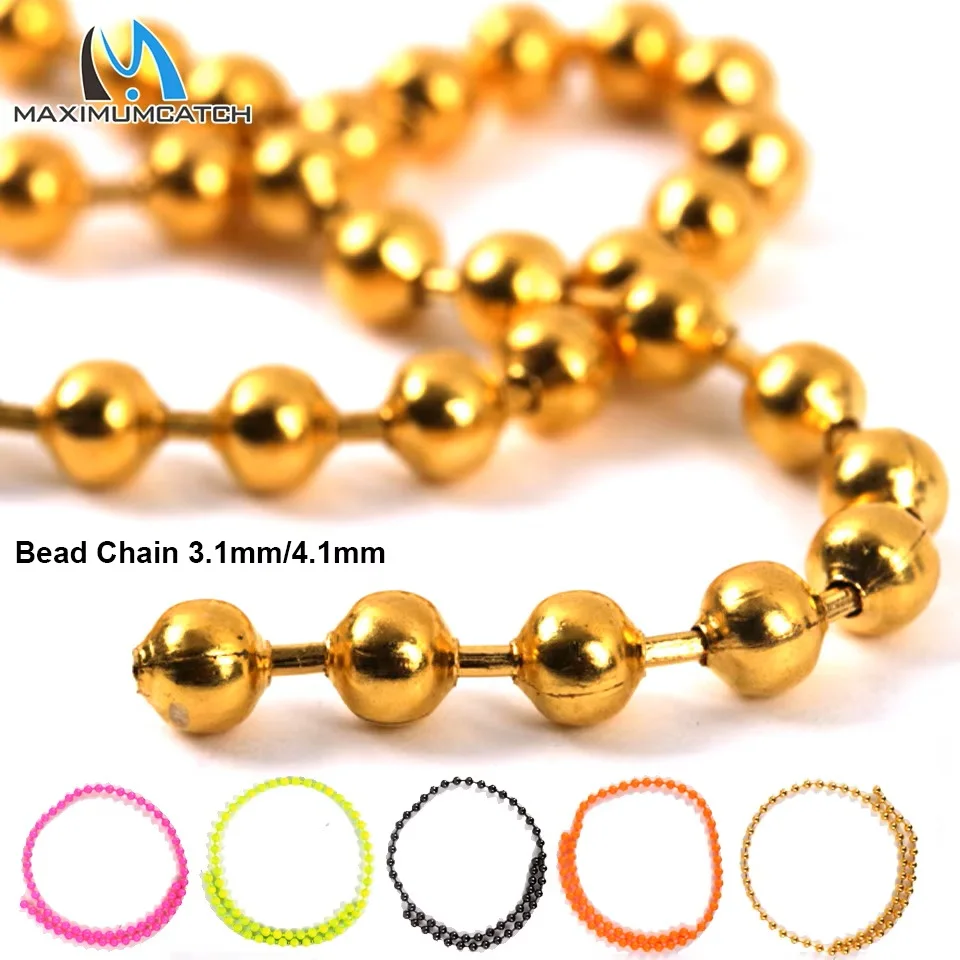 MAXIMUMCATCH Metal Bead Chain Eyes Fly Tying – 31cm Length, 3.2/4.1mm Diameter, Multi-Color Fishing Material