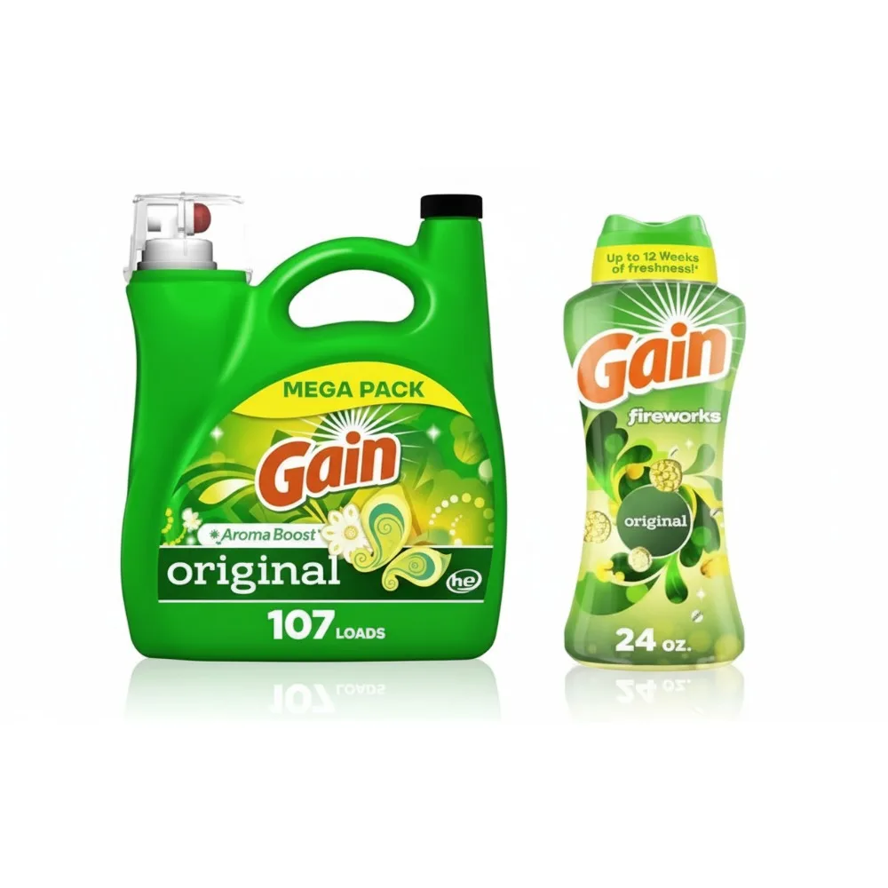 

Fresh Scent Laundry Detergent Bundle: 107 Loads + In-Wash Booster Beads for Long-Lasting Fragrance, Family & Pet-Friendly