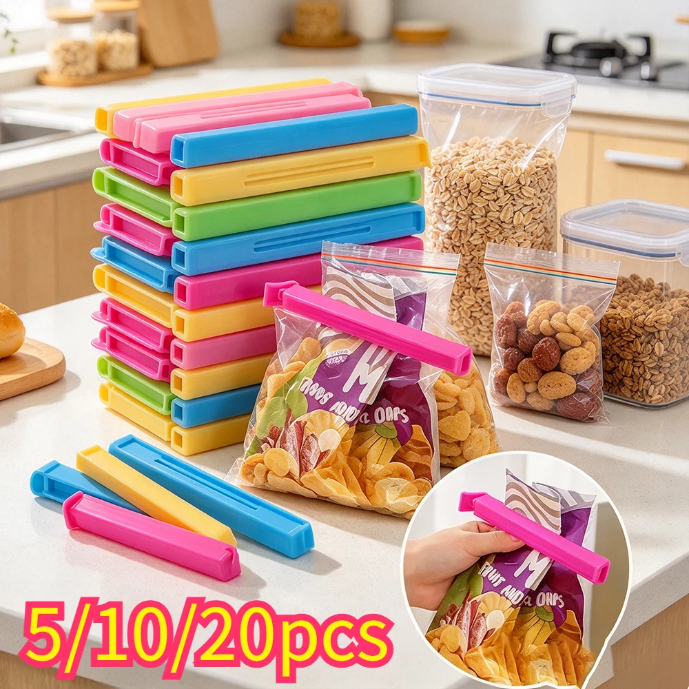 5-20pcs Colorful Sealing Clips Moisture-Proof Fresh-Keeping Snack Bag Sealer Clamp for Plastic Bags Reusable Kitchen Accessory