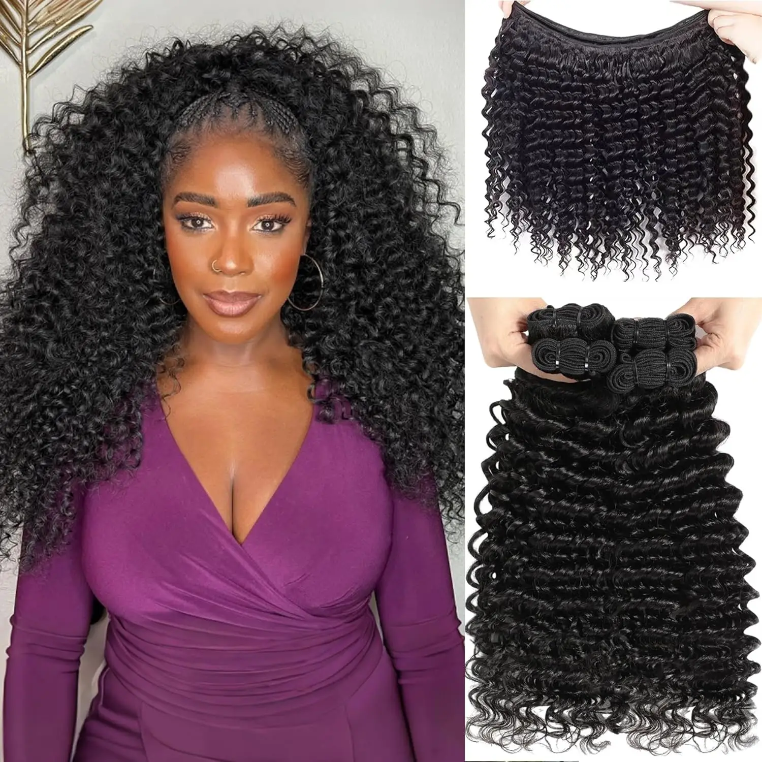 ผมลอนลึกแบบมัด 100% ผมแท้ 18-26 นิ้ว ผมดิบแบบมัด ไม่ผ่านการแปรรูป ผมต่อแบบเย็บสองชั้น ต่อผมแบบเร็ว