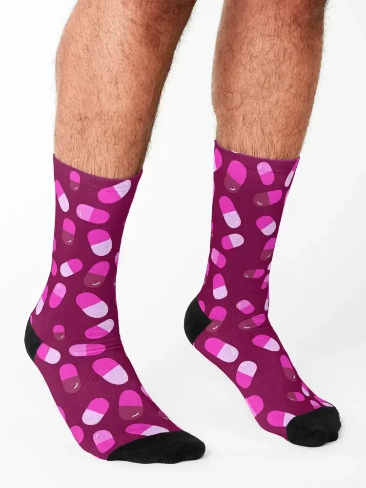 Pharmacy Technician Dark Pink Pattern Socks with print Run halloween Lots Ladies Socks Men's