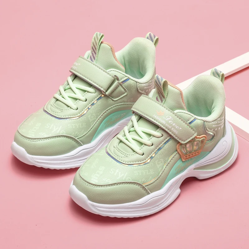 Brand Kids Running Shoes Trendy Sweet Cute Girls Sports Tennis Shoes Outdoor Flat Walking Shoes Student Casual Child Sneakers