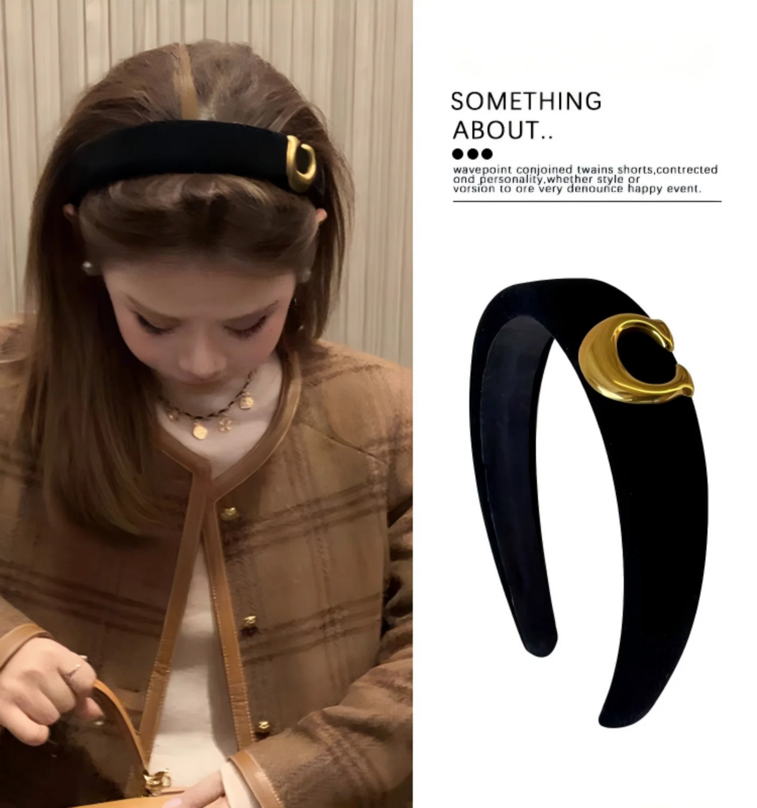 

Новая роскошная теплая черная бархатная повязка на голову 2026 года, модный женский аксессуар для волос, универсальный для повседневного использования