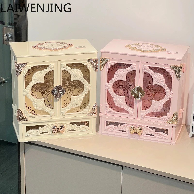 

SGF Embossed Flower Palace Beauty Mirror Storage Cabinet Jewelry Storage Box