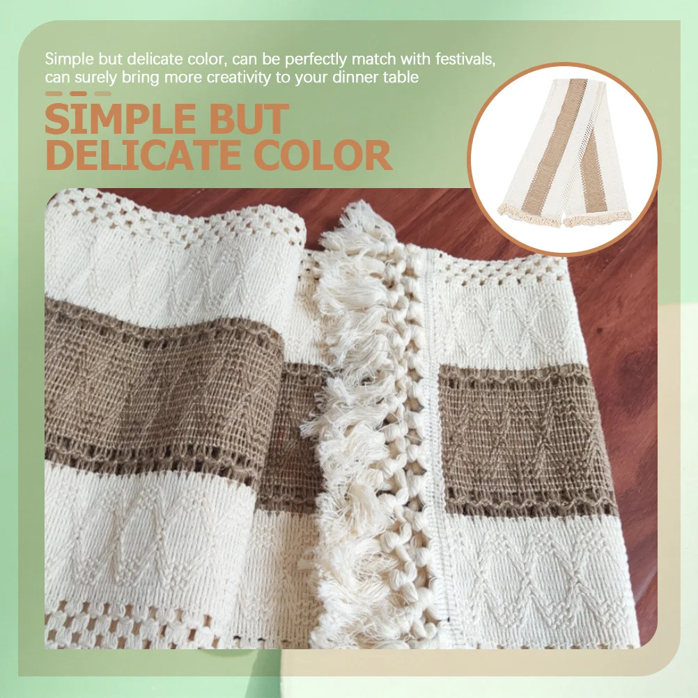 Cotton Linen Table Runner Rustic Tassel Dining Table Cover Wedding Party Dinner Decoration Cotton Linen Tablecloth