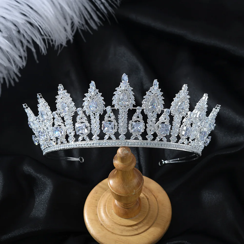 NONE Baroque Bridal Tiara Silver Zirconia 4