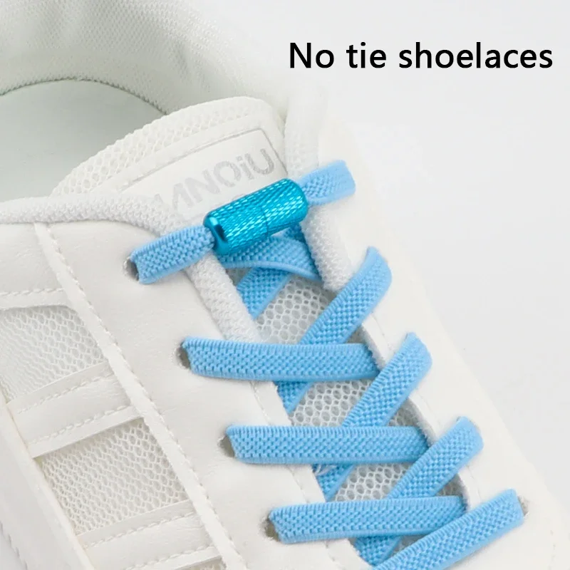 Elastic Shoe Laces Without Ties Metal Capsule Lock Flat Shoelaces for Sneakers 1 Second Quick on And Off Lazy Shoes Lace Unisex
