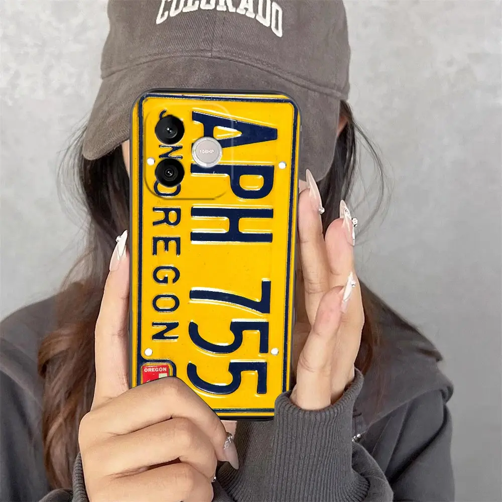 Phone Case For HONOR MAGIC 7 600 400 90 X5C X6B X6D X7 X7A X7B X7D X8 X8B X9B X9D X9A Shell Cover Retro License Plate Number
