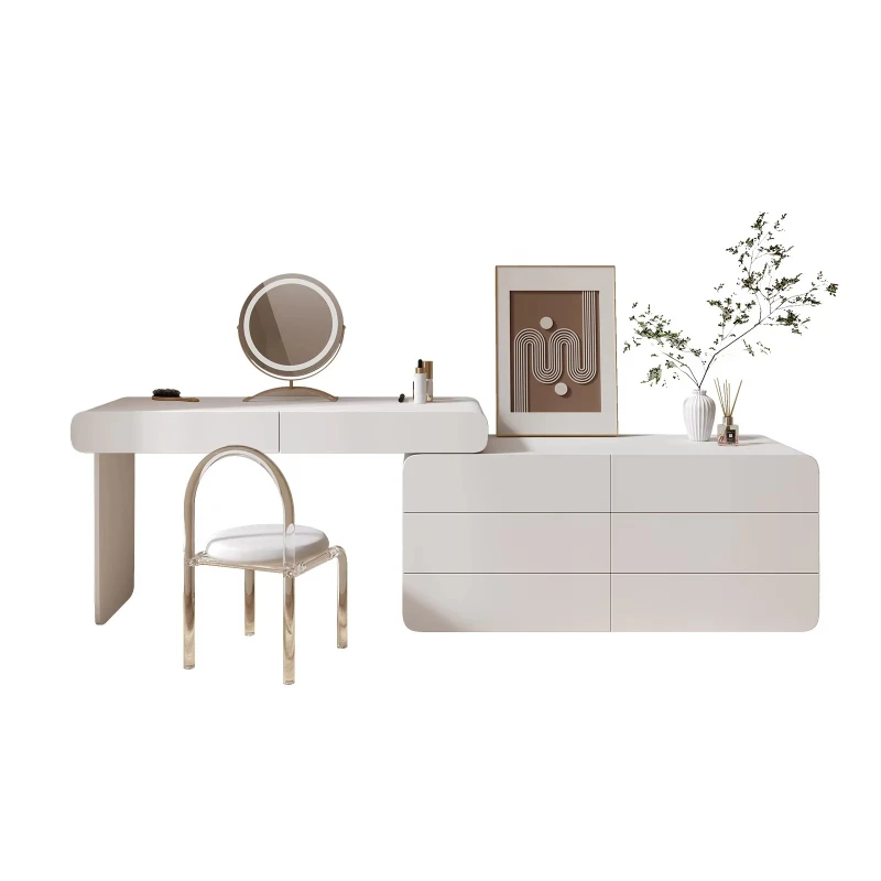White study table Modern computer desk with bookshelf and cupboard for home office dresser, makeup table with drawers