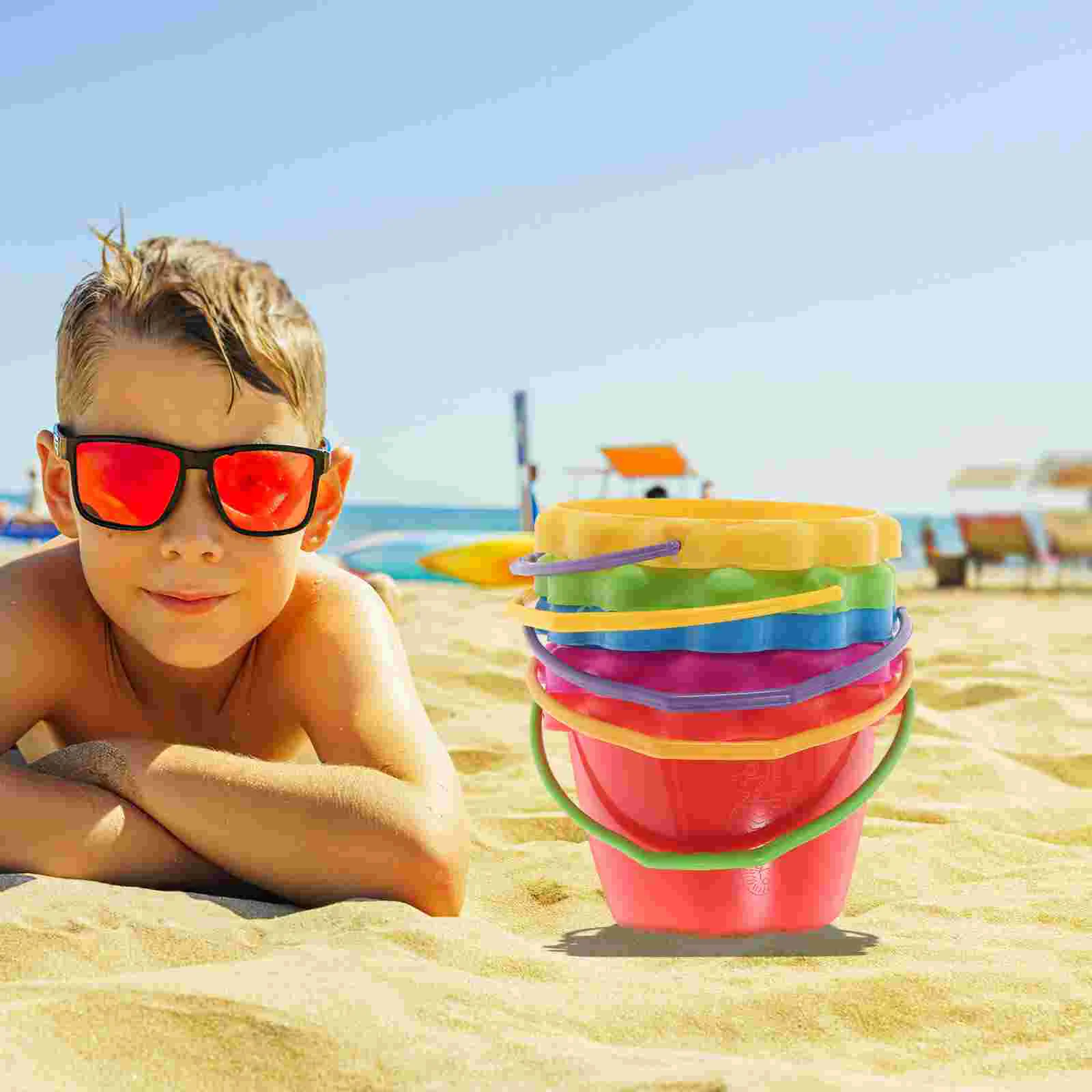 5 pezzi giocattolo secchiello da spiaggia supporti per sabbia giocattoli da esterno per bambini secchielli da pesca in plastica per bambini