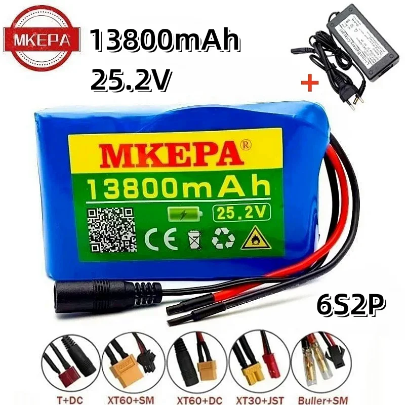 6S2P 18650 Battery Lithium 25.2v 13800mAh Electric Bicycle Moped /Electric/Li ion Battery Pack，Customizable connector plug