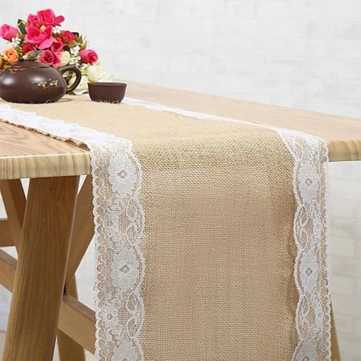 Burlap Table Runner Stitching Table Runner For Home Dining Room Country Vintage Birthday Wedding Decoration Supplies Bride To Be