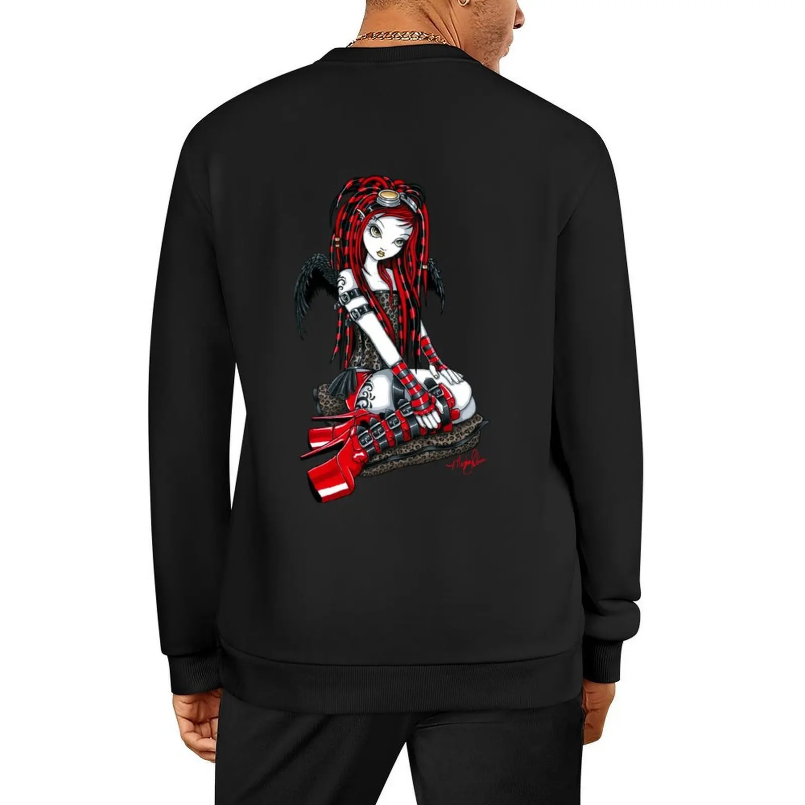 

Crimson Cybergoth Leopard print Cyberlocks Angel Pullover men clothes men wear autumn new products anime clothes pullover
