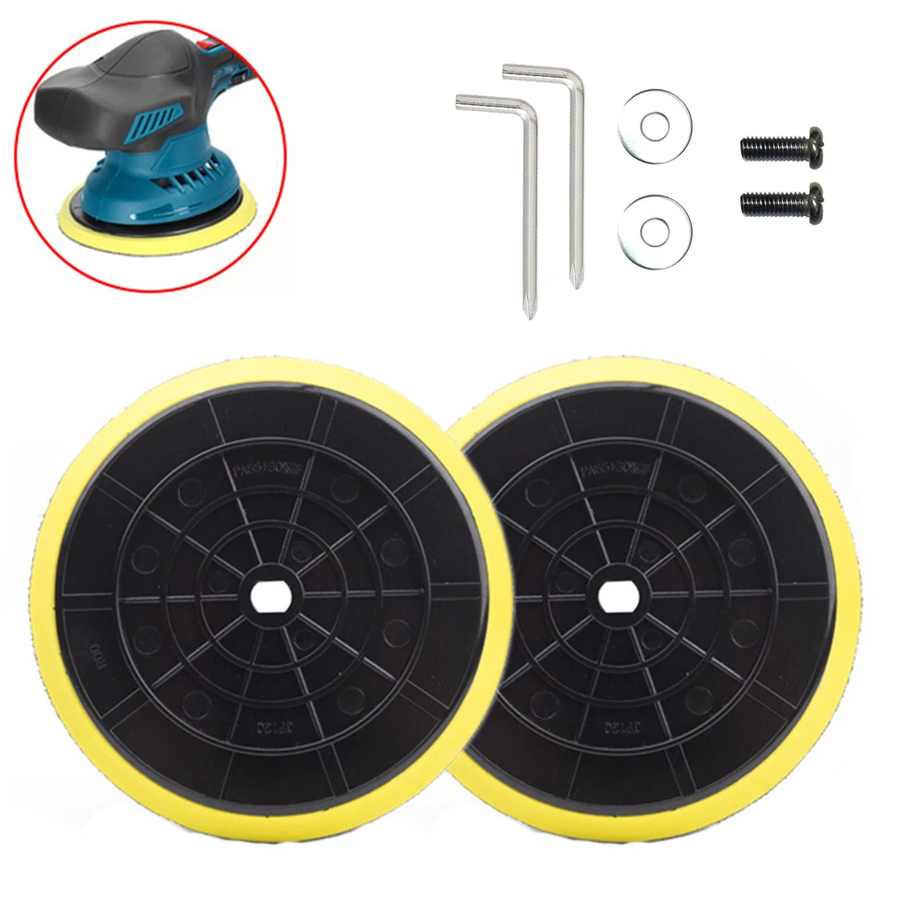 2Pcs Buffer Pads 5/6Inch Backing Pads With Screws Wrench Gasket Kit Angle Grinder Polishing Disc For Cordless Buffer Polishers