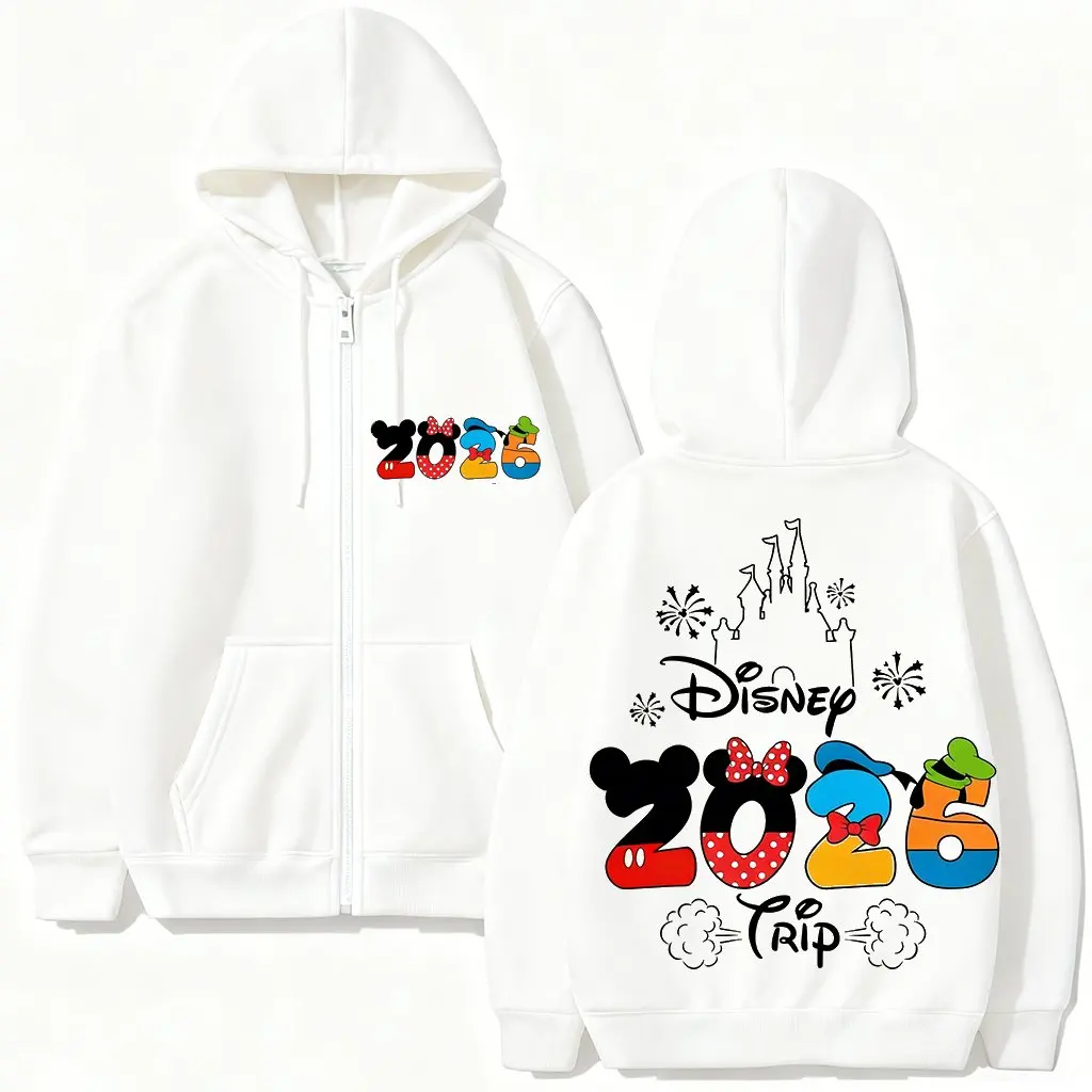

Винтажная толстовка Disney Trip на молнии, хлопковая толстовка с принтом, мужская и женская повседневная уличная модная куртка, повседневные топы, весна 2026