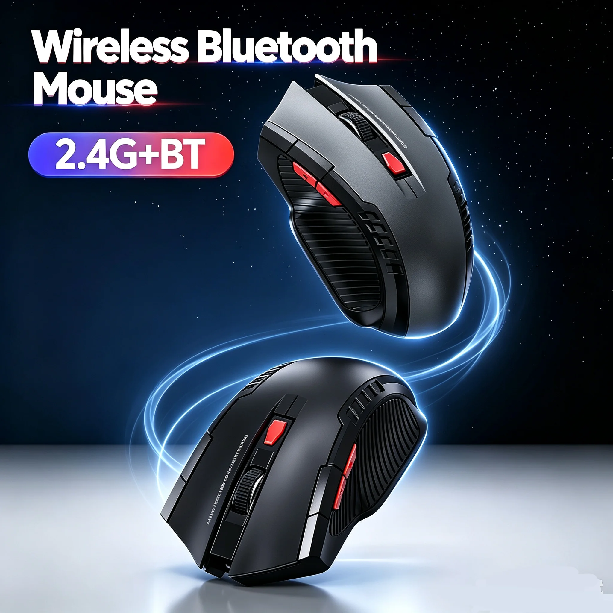 Wireless Bluetooth Gaming Mouse 2.4G Dual‑Mode Rechargeable Silent Click Ergonomic 3‑Level DPI Mice For  Laptop Office Gamer