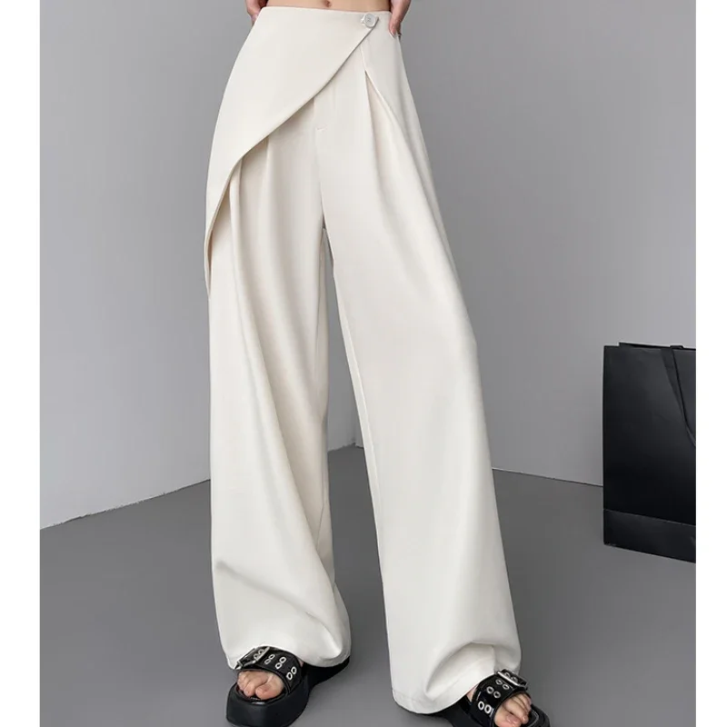 Design Sytle Two-piece Suit Wide Leg Pants Women Fashion High-waist Straight Trouser Female High Qualty Baggy Streetwear Pants