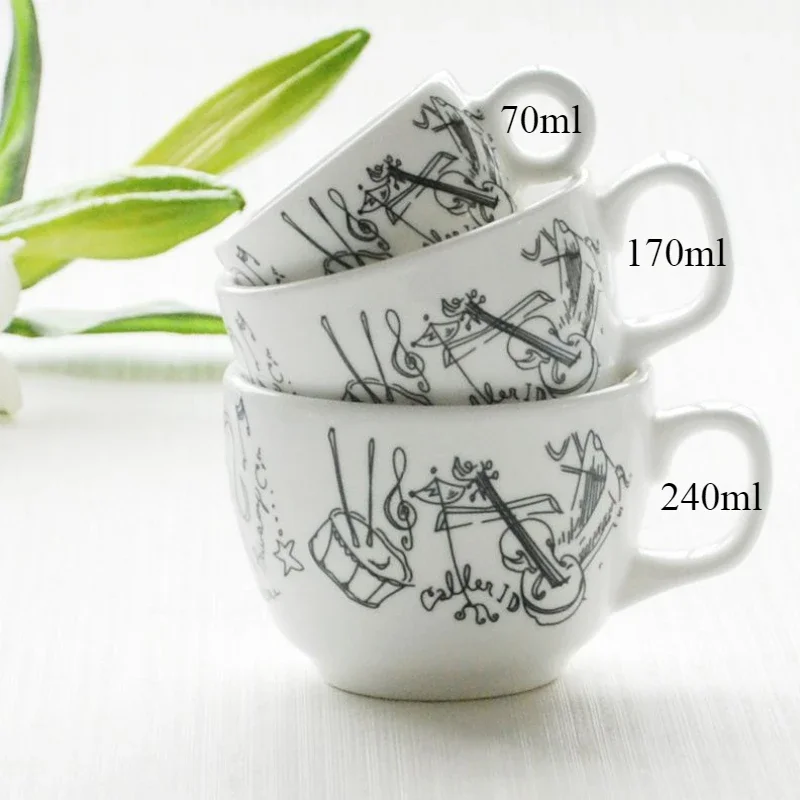 70ml/170ml/240ml Minimalist Cup Dish Coffee Mugs, Coffee Shop Note Ceramic Mug,Office Flower Tea Cup,Couple Christmas Cups Gift