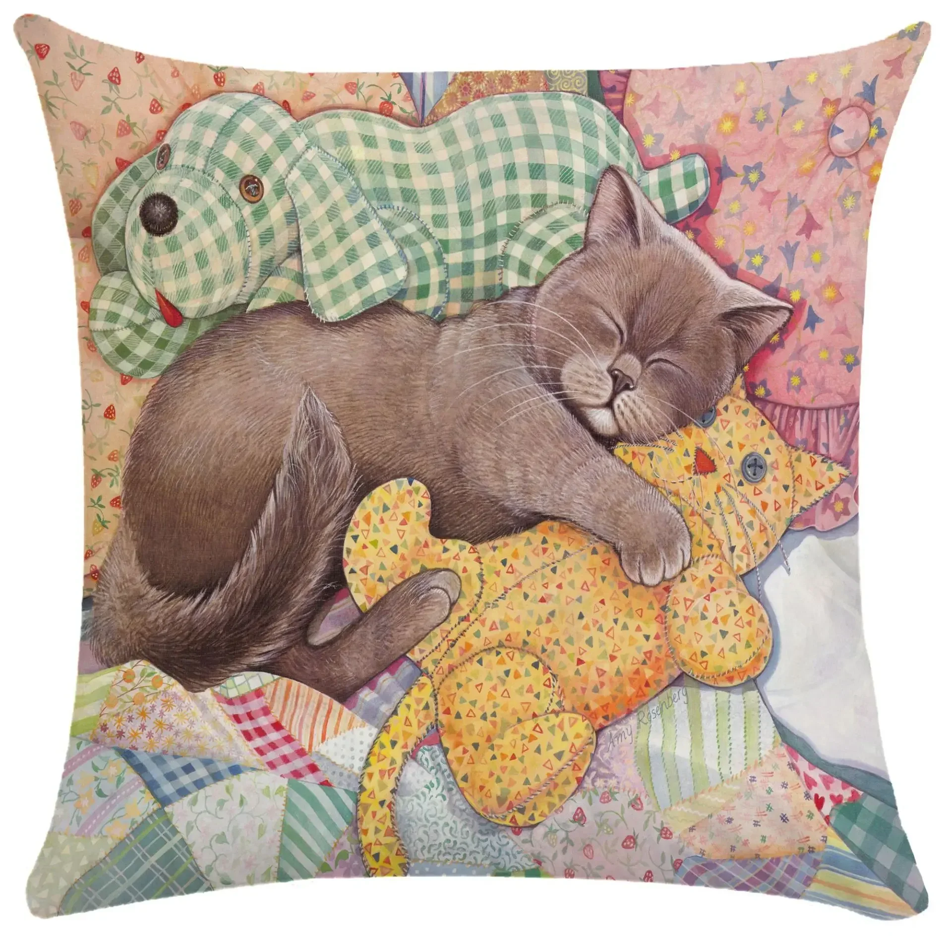 Funda de almohada con diseño de gato divertido, funda de almohada para cama, sofá, sala de estar, 45x45, 40x40cm, 50x50