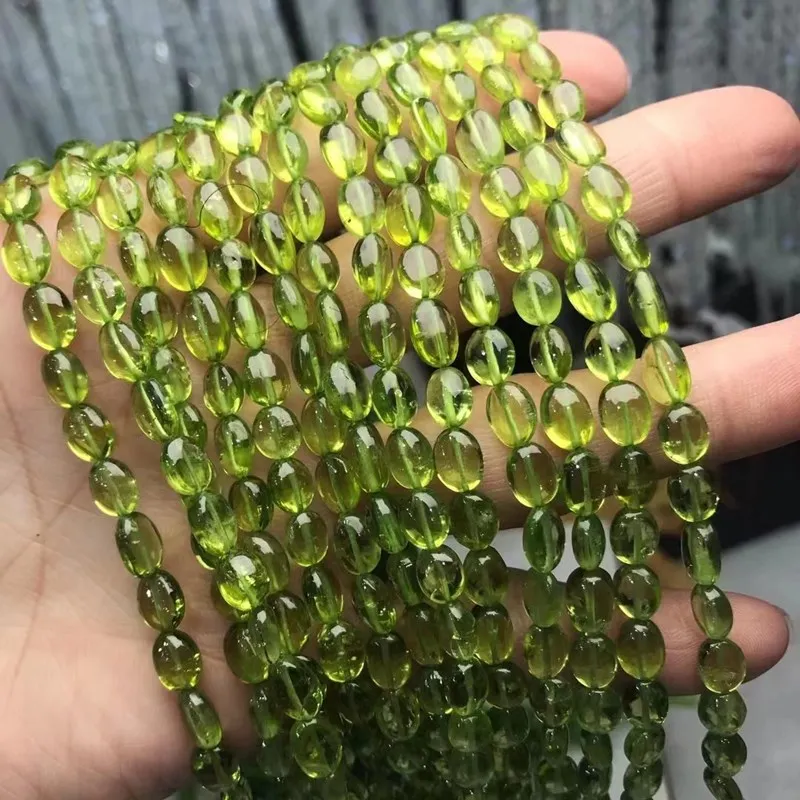 loose beads green peridot baroque oval 6-8mm nature  for making jewelry necklace 20cm FPPJ wholesale