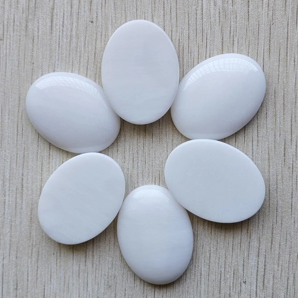 Wholesale 6pcs/lot Good quality natural white Stone Oval CAB CABOCHON 30x40mm beads for Diy jewelry making free shipping