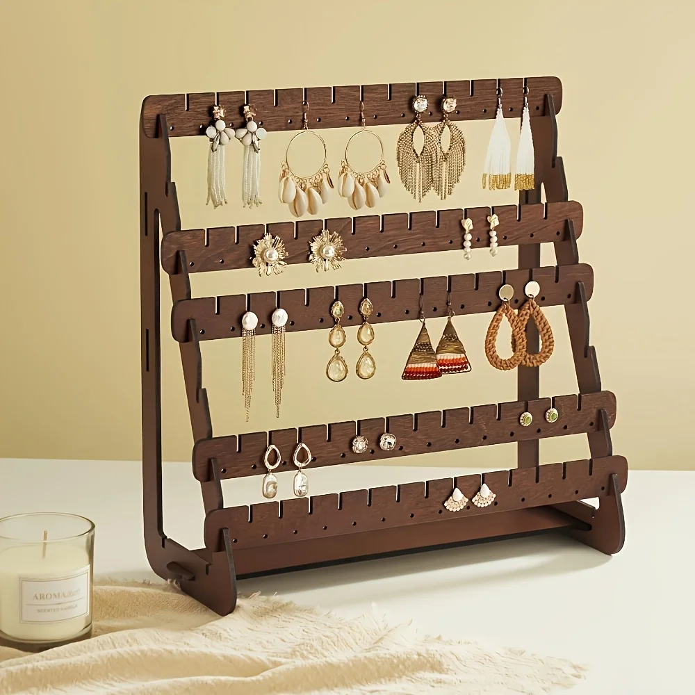 Ohrring-Aufbewahrungsbox, rustikaler Stil, Holzschmuck-Aufbewahrungsbox, Halter für Ohrringe, Armbänder, Halsketten, Ringe