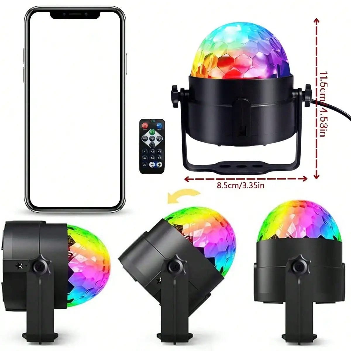 1pc RGB Round Ambient Light, Angle‑Adjustable Stand, 7 Flash Modes, Space‑Saving & Compact, Remote‑Controlled