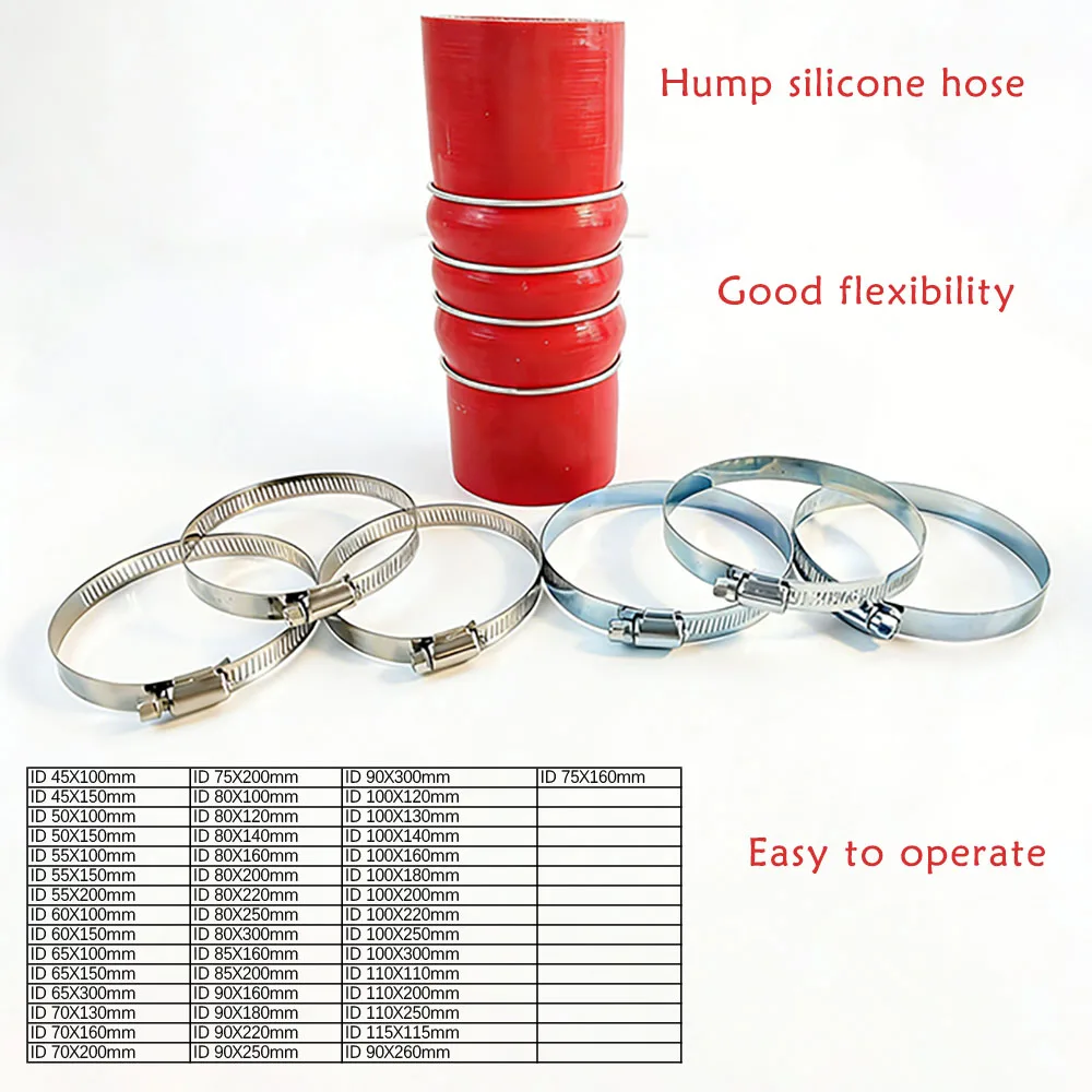Exhaust engine intake outlet straight silicone hose, silicone hose turbocharger connection pipe ID45-115mm