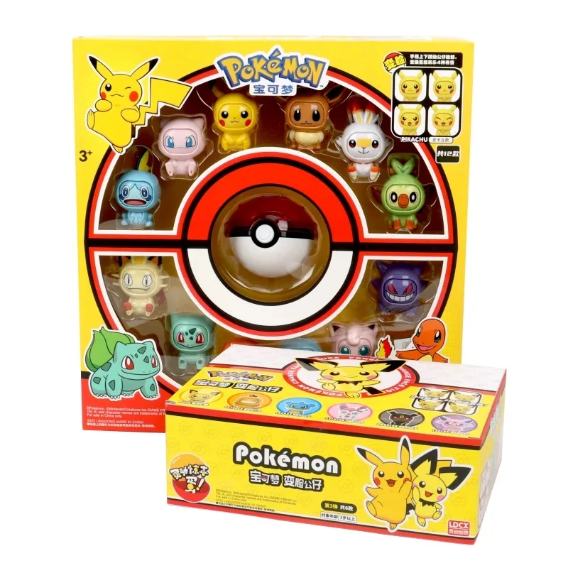 Figura de acción de Pokémon que cambia la cara, muñeco Kawaii de Dragon Ball, monstruo de bolsillo, Pikachu, 12 tipos, juguete para niños