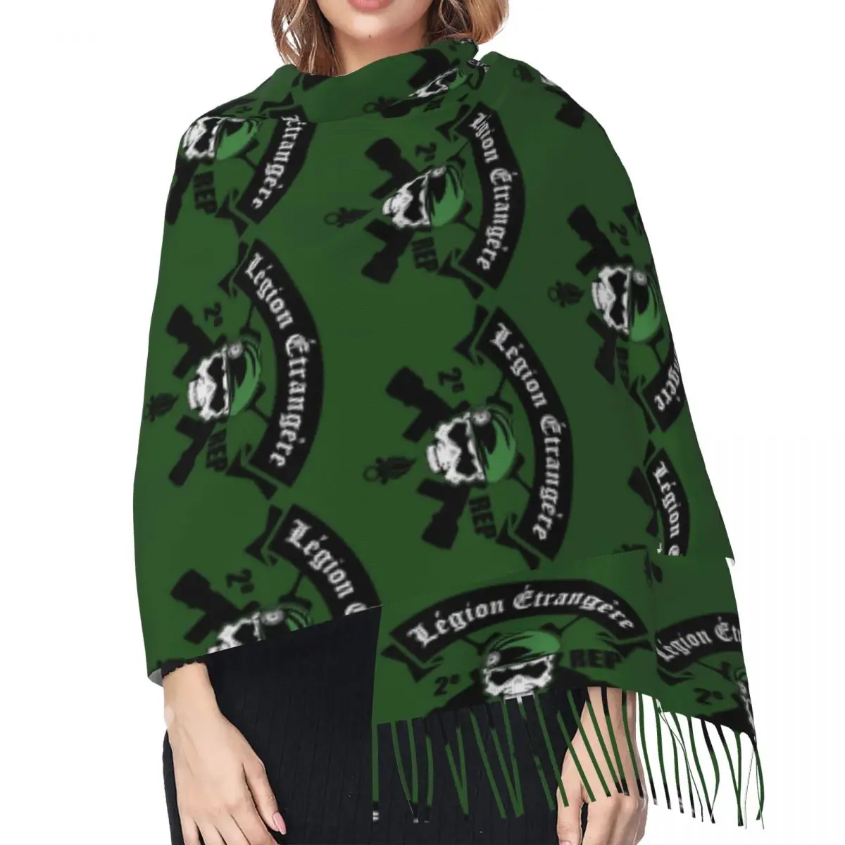 Legioen Etrangere Buitenlandse Frankrijk Militaire Sjaal Kwastje Sjaals Vrouwen Zachte Warme Sjaals en Wraps Grote Herfst Winter Sjaal Wrap