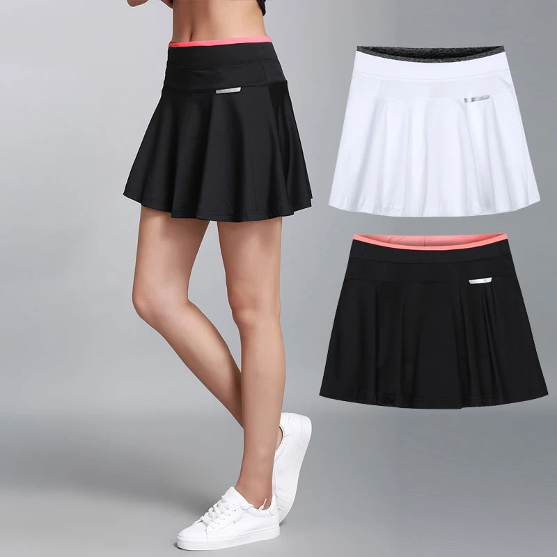 Minigonna da tennis per ragazza a pieghe coreana, gonna da tennis nera, gonna da tennis con pantaloncini, Skorts da Badminton Slim ad asciugatura